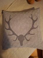 Kussen hert/gewei blauw/grijs wit tweed  David Fussenegger, Huis en Inrichting, Ophalen of Verzenden, Blauw, Vierkant