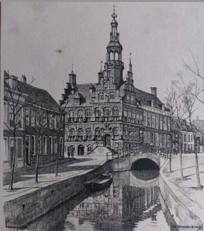 Franeker ... 1952 ... H.E. Roodenburg .., Antiek en Kunst, Kunst | Etsen en Gravures, Ophalen of Verzenden