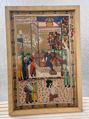 Schilderij Perzie Iran zijde goud antiek Persia beschikbaar voor biedingen