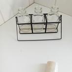 Vaasjes met rekje, Zwart, Ophalen of Verzenden, Minder dan 50 cm, Glas