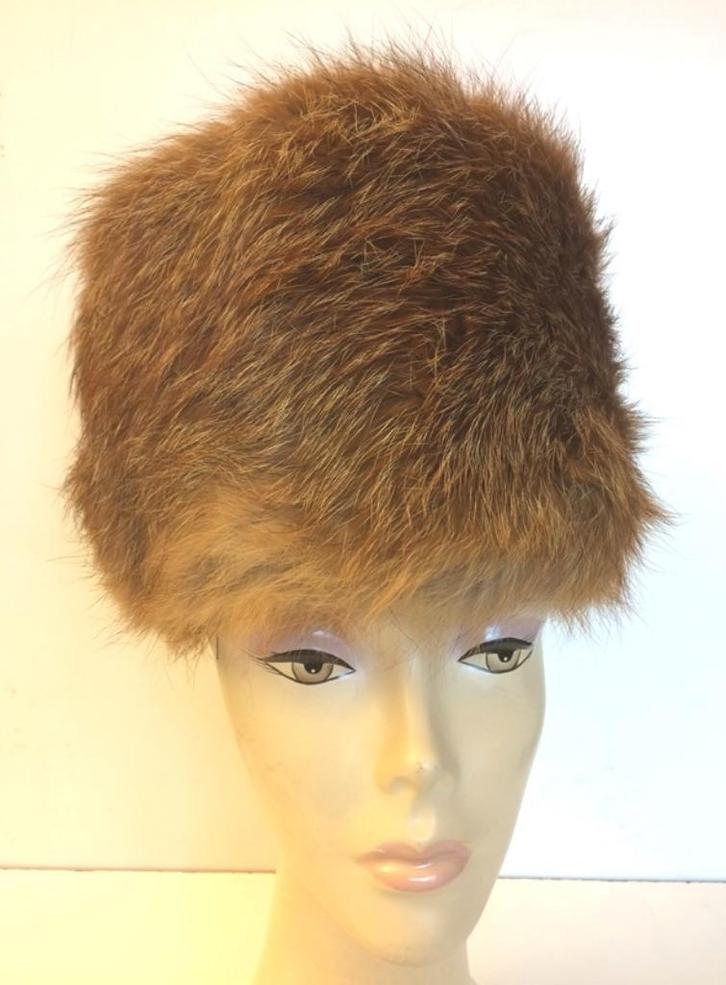 Vos bont muts * Vintage 60s *, Kleding | Dames, Mutsen, Sjaals en Handschoenen, Zo goed als nieuw, Muts, Maat 38/40 (M), Ophalen of Verzenden