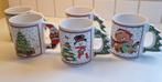 5 kerstbekers, vintage., Huis en Inrichting, Keuken | Servies, Gebruikt, Overige typen, Ophalen of Verzenden, Glas