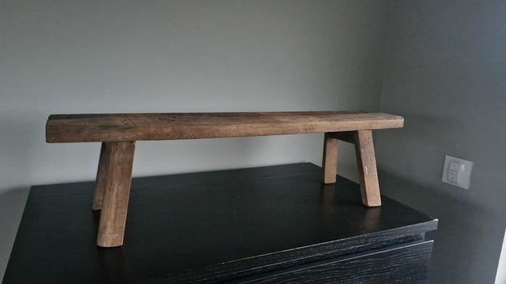 Houten decoratie bankje, Huis en Inrichting, Krukjes, Gebruikt, Hout, Ophalen