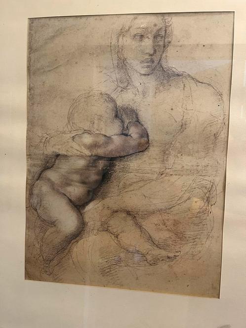 Madonna en Kind Print naar Michelangelo, 2005, Antiek en Kunst, Kunst | Tekeningen en Foto's, Ophalen of Verzenden