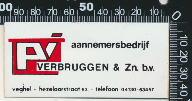Sticker: Aannemersbedrijf Verbruggen - Veghel, Verzamelen, Stickers, Zo goed als nieuw, Bedrijf of Vereniging, Ophalen of Verzenden