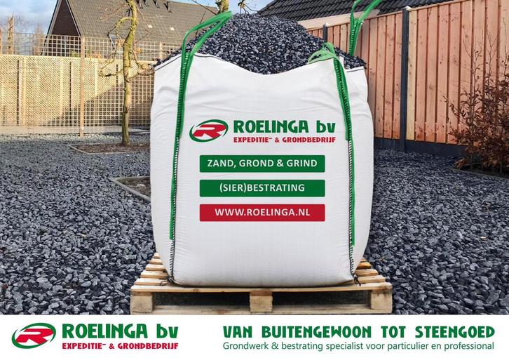 Big bags Basalt 8/16 - 16/22 mm. (1 m3), Tuin en Terras, Grind, Keien en Split, Nieuw, Split, Antraciet, Basalt, Verzenden