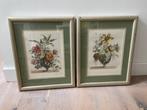 2 x vintage romantische prent. Vaas met bloemen ingelijst., Ophalen
