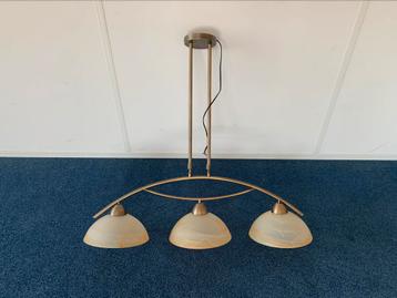 Hanglamp bronskleurig met drie schalen / lampen beschikbaar voor biedingen