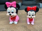 2 gebruikte vintage Disney Minnie Mouse poppetjes piepen, Mickey Mouse, Gebruikt, Ophalen of Verzenden, Beeldje of Figuurtje