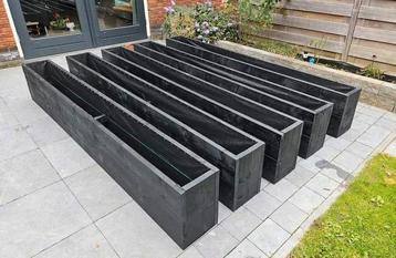 Terrasafscheiding met steigerhouten bloembakken, zie foto's. beschikbaar voor biedingen