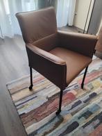 4 Design Eetkamerstoelen Cognac Leer met Rollers, Huis en Inrichting, Stoelen, Bruin, Design, Ophalen of Verzenden, Zo goed als nieuw