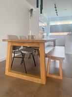 Eiken Eettafel met eetbank in zeer goede staat, Huis en Inrichting, Tafels | Eettafels, Ophalen, Eikenhout, 200 cm of meer, 50 tot 100 cm