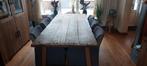 Mooie robuste eikenhouten eetafel +6 stoelen., 200 cm of meer, Robuust eiken, 100 tot 150 cm, Gebruikt