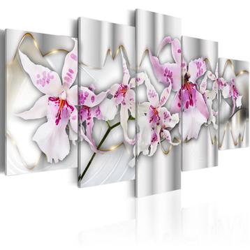 251 Roze Wit Bloemen 5 Luik Canvas Schilderij 200x100 Nieuw beschikbaar voor biedingen