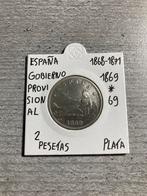 2 Pesetas 1869 *69 Zilver Spanje, Postzegels en Munten, Munten | Europa | Niet-Euromunten, Ophalen of Verzenden, Overige landen