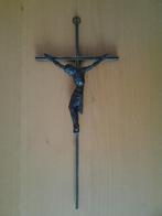 Kruisbeeld Kruis met Jezus Christus Metaal Messing 2 x, Ophalen of Verzenden, Gebruikt, Overige typen, Christendom | Katholiek