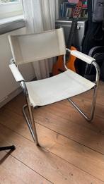 Witte Stoel met Metalen Buis Frame, Huis en Inrichting, Stoelen, Ophalen, Gebruikt, Wit, Metaal