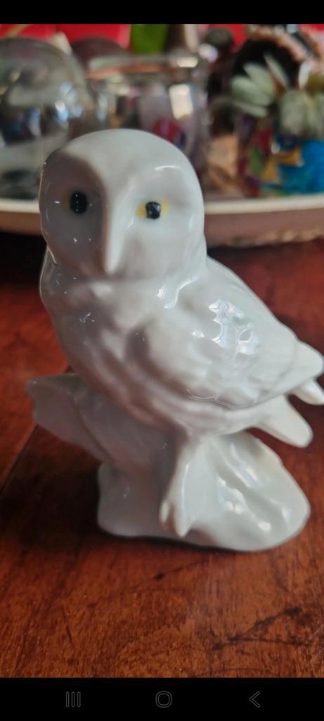 Porseleinen Sneeuwuil Beeldje, Verzamelen, Beelden en Beeldjes, Zo goed als nieuw, Dier, Ophalen of Verzenden