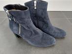 Blauw suede enkellaarsjes maat 39 met rits, Ophalen of Verzenden, Zo goed als nieuw, Blauw