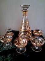 Art deco,likeurstel,karaf,glazen,goud, Antiek en Kunst, Antiek | Glas en Kristal, Ophalen of Verzenden