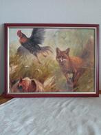 Schilderij: Vos en Kippen, Huis en Inrichting, Minder dan 50 cm, Ophalen of Verzenden, Zo goed als nieuw, Schilderij