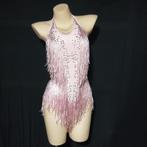 Dames lichtroze glitter bodysuit / jumpsuit festival outfit, Maat 38/40 (M), Verzenden, Nieuw, Overige thema's