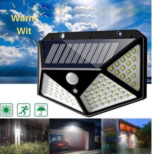 Solar buitenlamp 100 LED Buitenlamp op zonne energie, Tuin en Terras, Buitenverlichting, Nieuw, Wandlamp, Minder dan 50 watt, Zonne-energie