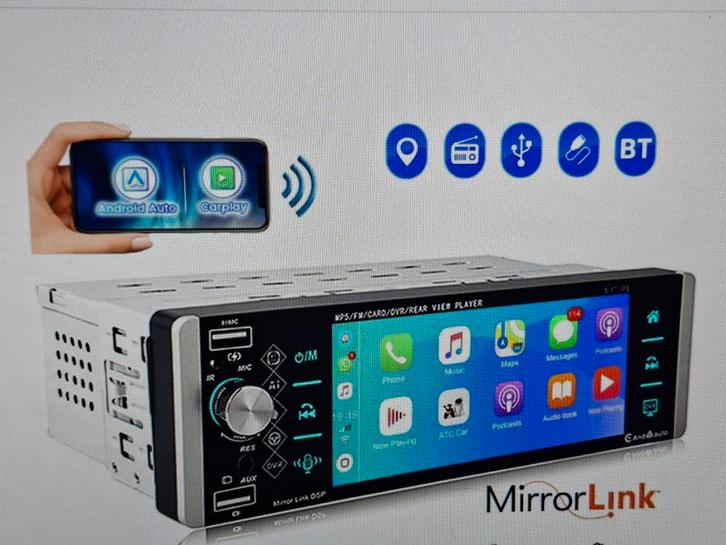 5188C 1 DIN Autoradio Android Auto CarPlay, Auto diversen, Autoradio's, Nieuw, Ophalen of Verzenden
