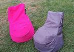 2x Poef roze en grijs, merk Label, Huis en Inrichting, Minder dan 50 cm, Ophalen of Verzenden, Zo goed als nieuw, Stof