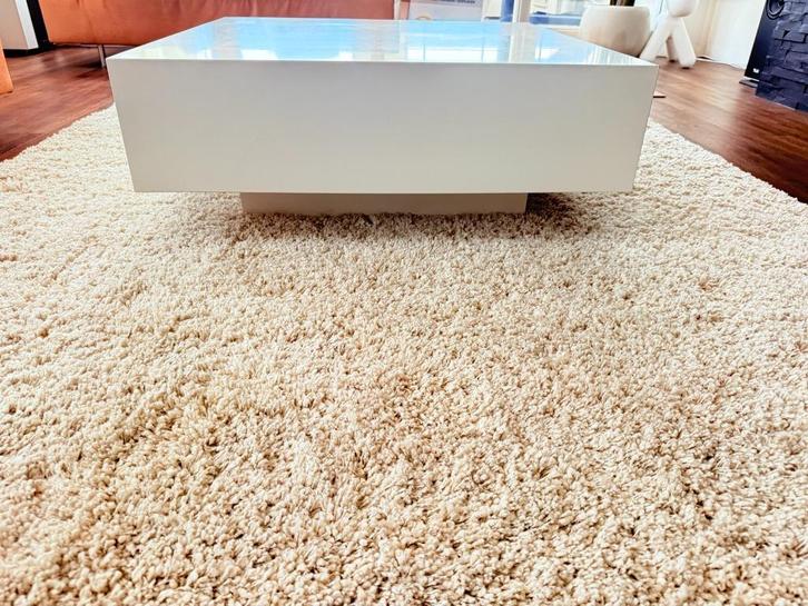 Salon tafel zijdeglans wit, Huis en Inrichting, Tafels | Salontafels, Zo goed als nieuw, Minder dan 50 cm, 50 tot 100 cm, 50 tot 100 cm