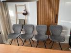 4 Grijze Lucca Eetkamerstoelen, Huis en Inrichting, Stoelen, Ophalen, Zo goed als nieuw, Vier, Stof