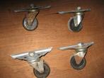 Zwenkwielen 4 stuks diameter 5 cm met bevestigingsmoer, Ophalen of Verzenden, Gebruikt