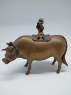 Bronzen beeld: Jongen op os, Antiek en Kunst, Antiek | Koper en Brons, Ophalen of Verzenden, Brons