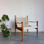 VINTAGE | SAFARI STOEL | DEENS DESIGN | ERIK WORTS, Huis en Inrichting, Fauteuils, Hout, Gebruikt, 50 tot 75 cm, Ophalen