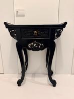 Vintage Oosters Sidetable met Lade - Zwart Houtsnijwerk, Ophalen of Verzenden