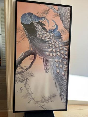 Poster Peacocks, in Japanse stijl, ingelijst beschikbaar voor biedingen