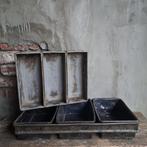 Brocante oude bakblik bakvorm cakevorm 3 dubbel *Etage3*, Gebruikt, ., Ophalen of Verzenden, .