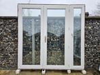 Mooie dubbele Tuindeur / Terrasdeur met raam in Afzelia, Ophalen, Gebruikt, Buitendeur, Glas