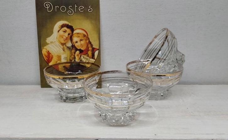 Oude glazen dessert schaaltjes,  9 beschikbaar, Antiek en Kunst, Antiek | Glas en Kristal, Ophalen of Verzenden