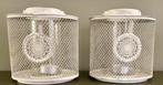 Windlicht 2 x, Huis en Inrichting, Woonaccessoires | Kandelaars en Kaarsen, Gebruikt, Wit, Ophalen of Verzenden, Metaal