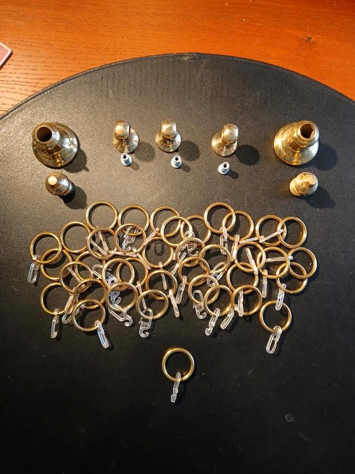 Gordijnringen en houders exclusief roede - Goudkleurig, Huis en Inrichting, Lampen | Lampenkappen, Gebruikt, Minder dan 25 cm