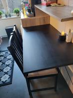 Kleine eettafel met 2 stoelen, Gebruikt, Twee, Zwart, Ophalen of Verzenden