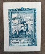 Exlibris Carlos Baerlein fregat, zeilschip, zee, kruis, rots, Antiek en Kunst, Ophalen of Verzenden