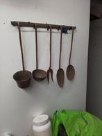 8959)  antiek  koperen keuken rek  6 delig, Antiek en Kunst, Ophalen of Verzenden