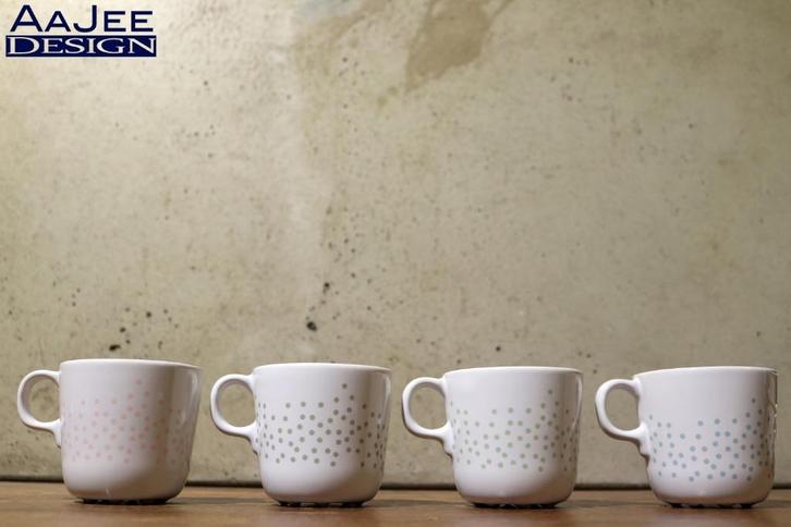 Set van 4 Ikea bekers - Forlaga - Maria Vinka - Polkadots, Huis en Inrichting, Keuken | Servies, Gebruikt, Kop(pen) en/of Schotel(s)