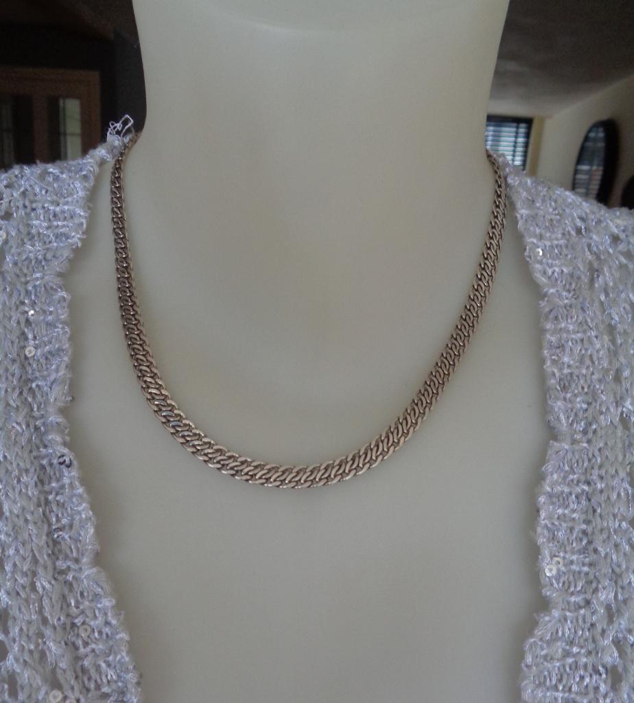 zilveren platte schakelketting [888], Sieraden, Tassen en Uiterlijk, Kettingen, Verzenden, Zo goed als nieuw, Zilver, Zilver