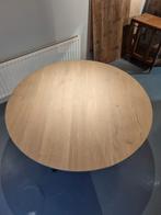 Massief eiken ronde tafel met stalen Kruispoot 120 cm, Nieuw, 100 tot 150 cm, 100 tot 150 cm, Rond