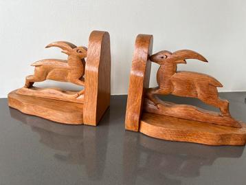 Vintage Houten boekensteunen antilope beschikbaar voor biedingen
