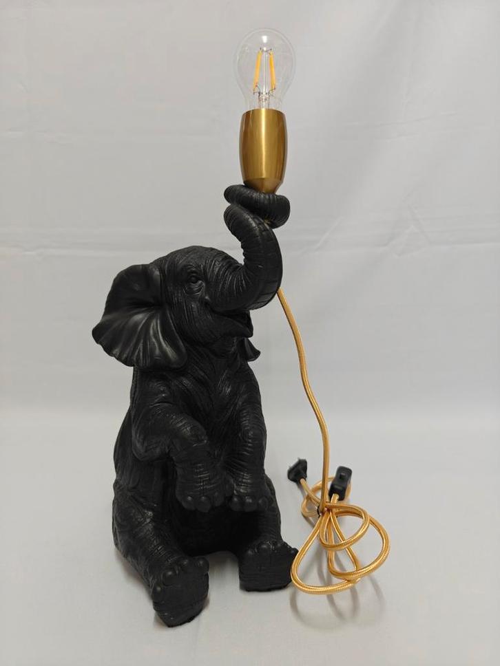 Olifant zwart gekleurd met Lamp. Tafellamp nachtkast lamp, Huis en Inrichting, Lampen | Wandlampen, Nieuw, Kunststof, Ophalen of Verzenden