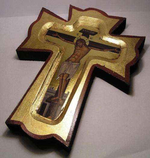 Grieks Orthodoxe Robuuste Houten Kruis (nieuw) Crucifix, Verzamelen, Religie, Nieuw, Verzenden